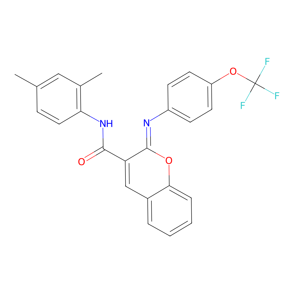 (2Z)-N-(2,4-dimethylphenyl)-2-{[4-(trifluoromethoxy)phenyl]imino}-2H-chromene-3-carboxamide molecular structure, CAS 1327168-38-6