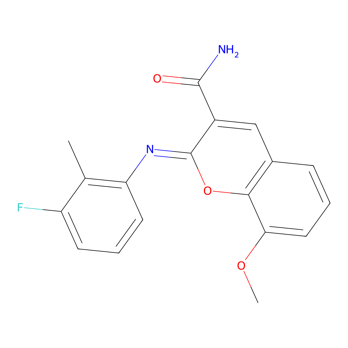 (2Z)-2-[(3-fluoro-2-methylphenyl)imino]-8-methoxy-2H-chromene-3-carboxamide molecular structure, CAS 1327168-42-2
