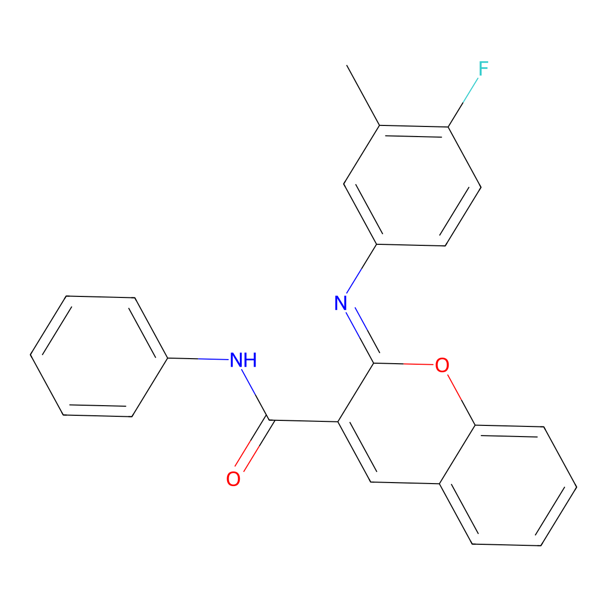 (2Z)-2-[(4-fluoro-3-methylphenyl)imino]-N-phenyl-2H-chromene-3-carboxamide molecular structure, CAS 1327168-49-9