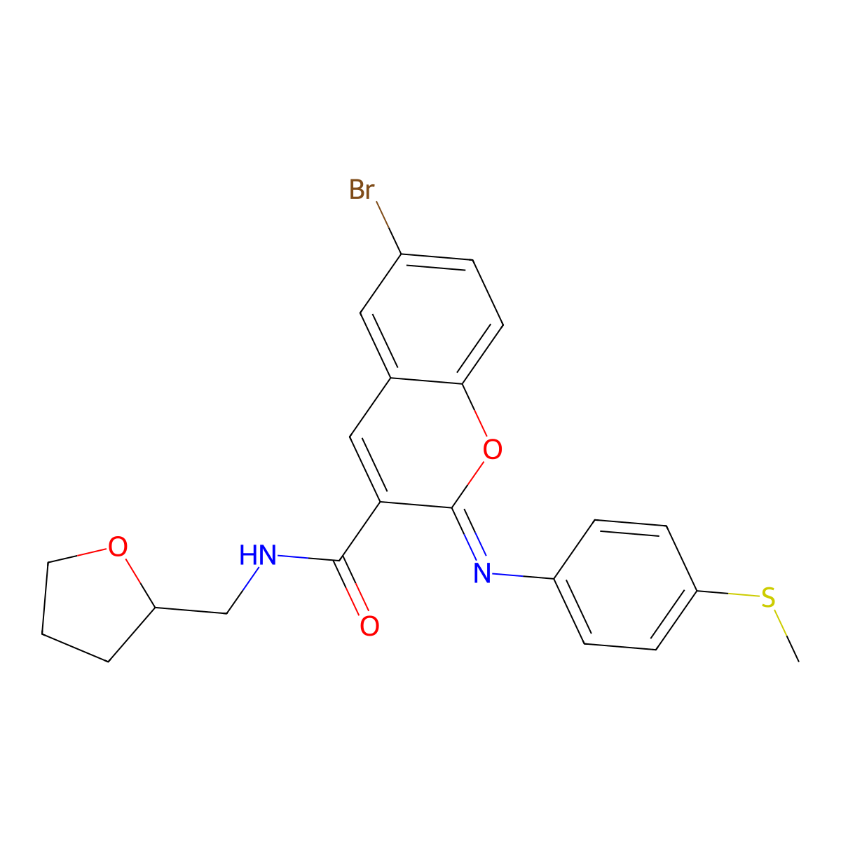 (2Z)-6-bromo-2-{[4-(methylsulfanyl)phenyl]imino}-N-(tetrahydrofuran-2-ylmethyl)-2H-chromene-3-carboxamide molecular structure, CAS 1327168-66-0