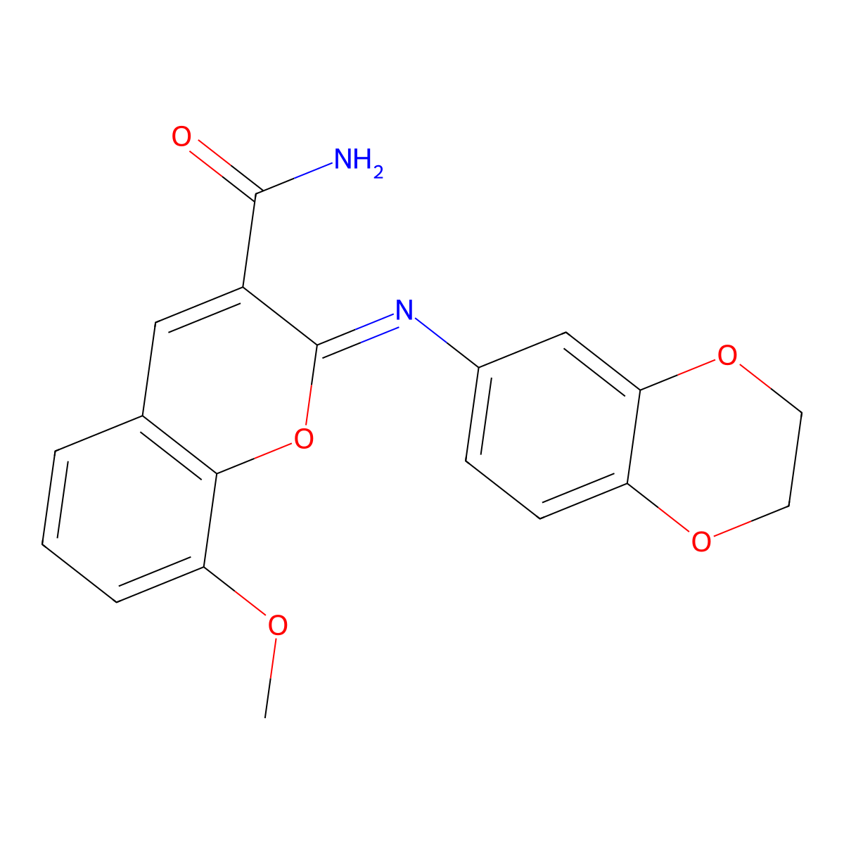 (2Z)-2-[(2,3-dihydro-1,4-benzodioxin-6-yl)imino]-8-methoxy-2H-chromene-3-carboxamide molecular structure, CAS 1327168-72-8