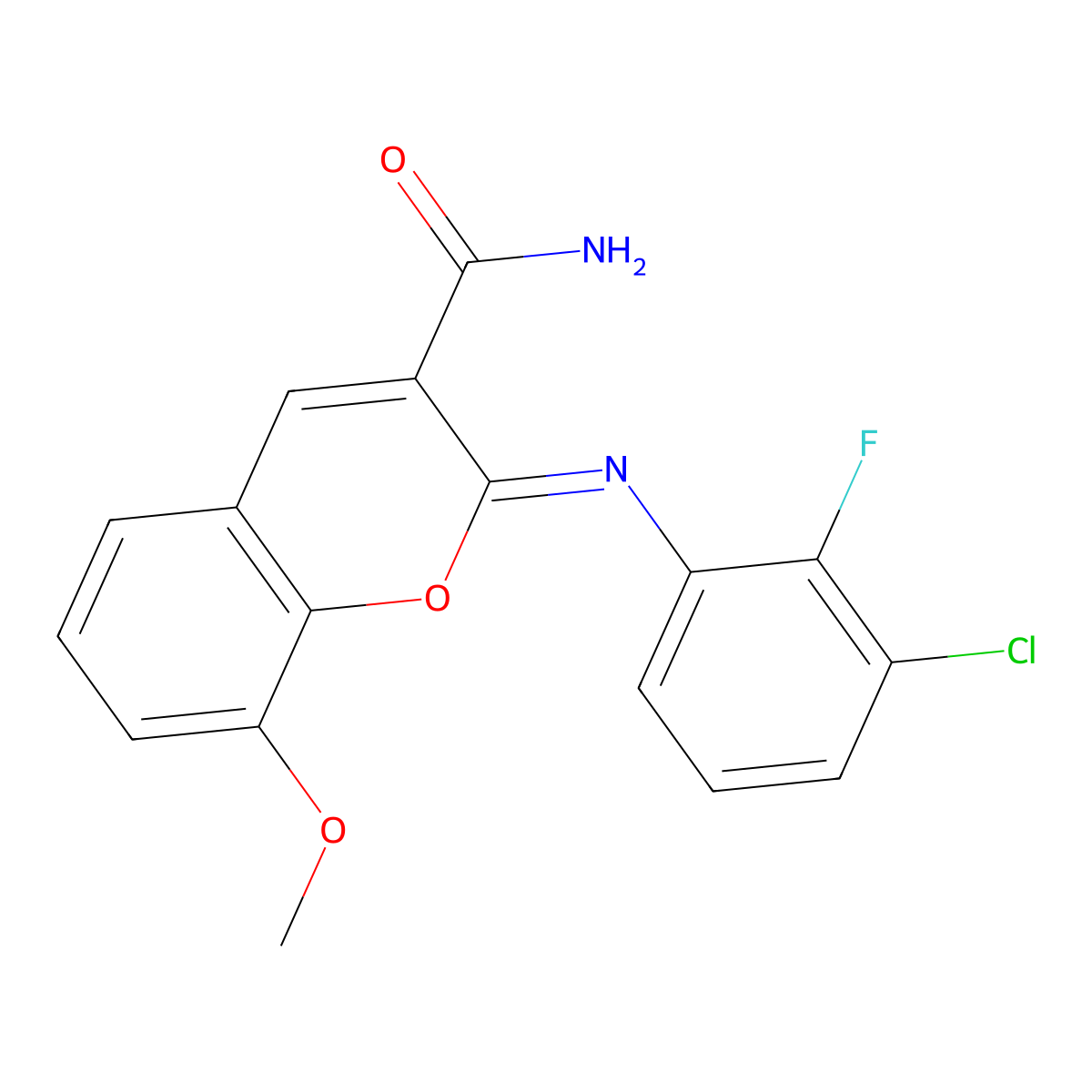 (2Z)-2-[(3-chloro-2-fluorophenyl)imino]-8-methoxy-2H-chromene-3-carboxamide molecular structure, CAS 1327168-77-3
