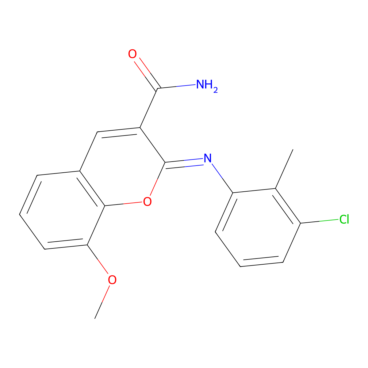 (2Z)-2-[(3-chloro-2-methylphenyl)imino]-8-methoxy-2H-chromene-3-carboxamide molecular structure, CAS 1327168-81-9