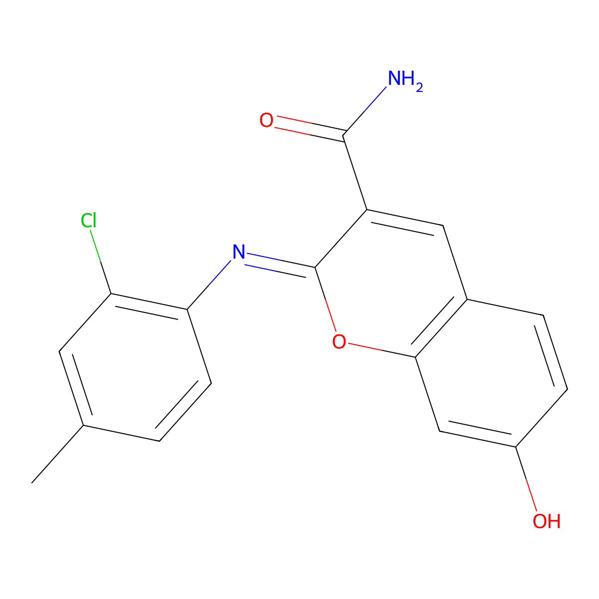 (2Z)-2-[(2-chloro-4-methylphenyl)imino]-7-hydroxy-2H-chromene-3-carboxamide molecular structure, CAS 1327168-84-2