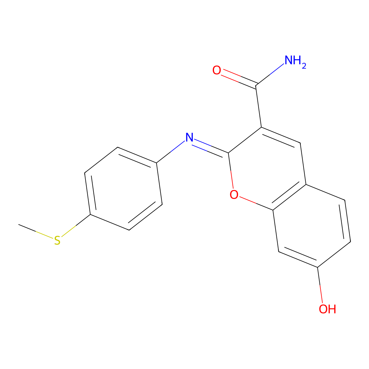 (2Z)-7-hydroxy-2-{[4-(methylsulfanyl)phenyl]imino}-2H-chromene-3-carboxamide molecular structure, CAS 1327168-89-7