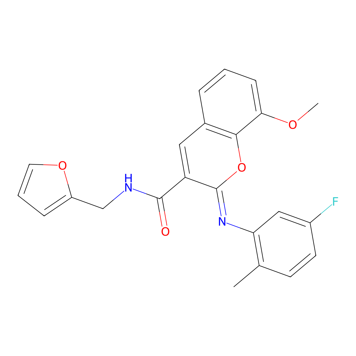 (2Z)-2-[(5-fluoro-2-methylphenyl)imino]-N-(furan-2-ylmethyl)-8-methoxy-2H-chromene-3-carboxamide molecular structure, CAS 1327169-00-5