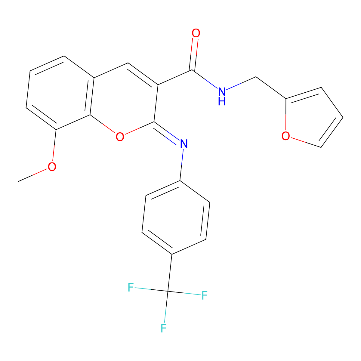 (2Z)-N-(furan-2-ylmethyl)-8-methoxy-2-{[4-(trifluoromethyl)phenyl]imino}-2H-chromene-3-carboxamide molecular structure, CAS 1327169-10-7