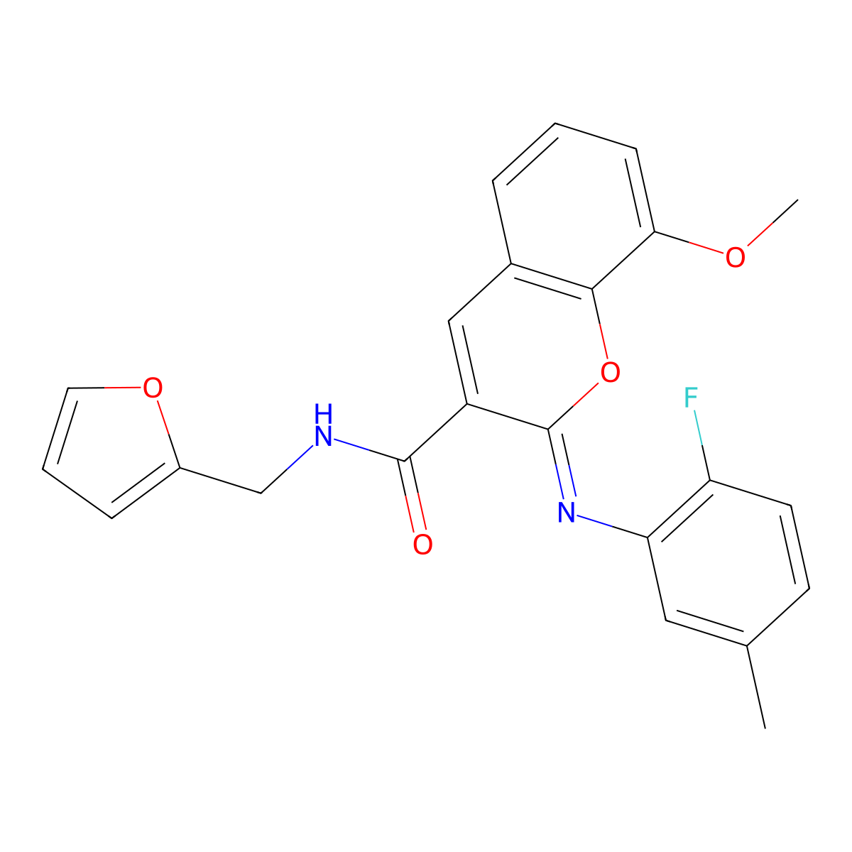 (2Z)-2-[(2-fluoro-5-methylphenyl)imino]-N-(furan-2-ylmethyl)-8-methoxy-2H-chromene-3-carboxamide molecular structure, CAS 1327169-15-2