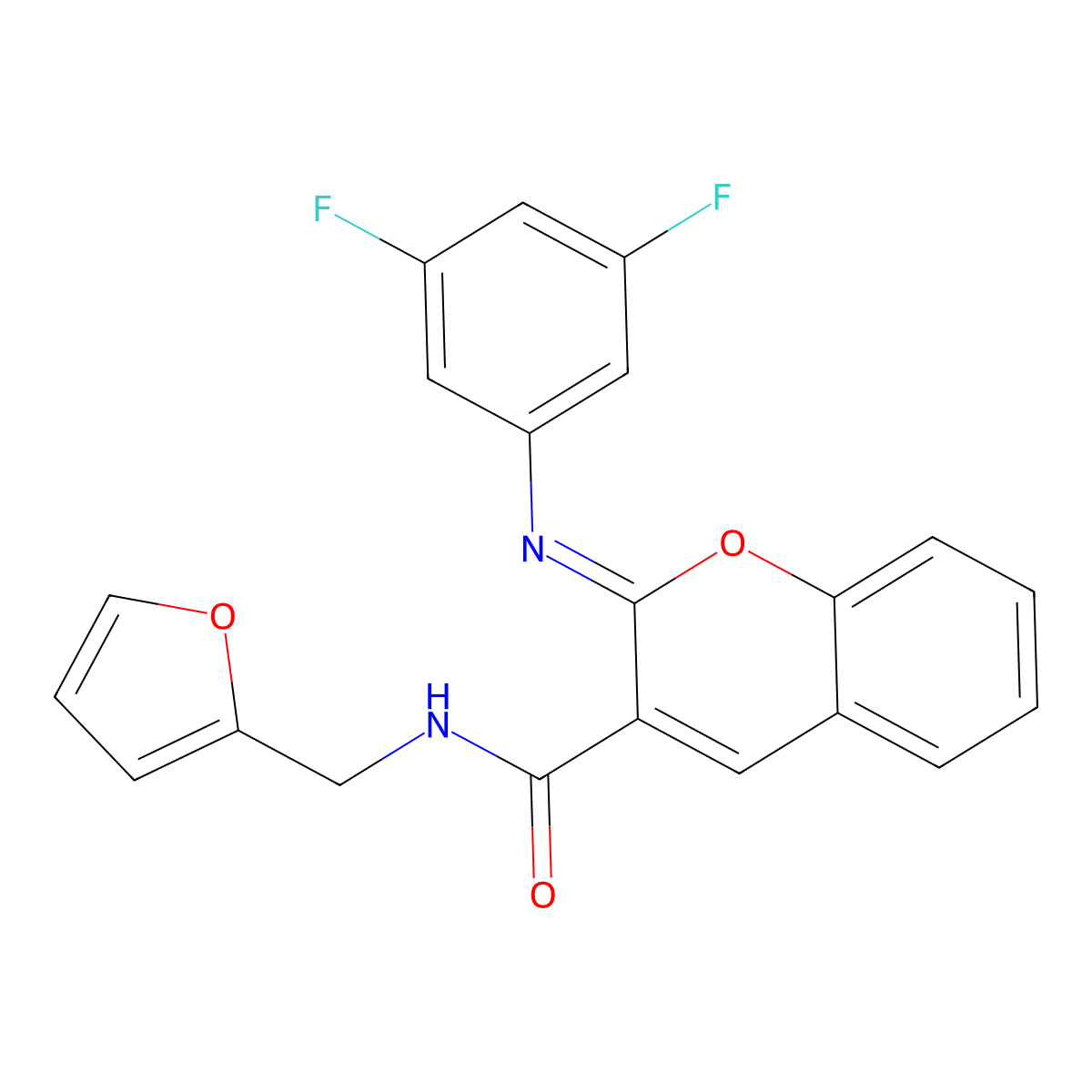 (2Z)-2-[(3,5-difluorophenyl)imino]-N-(furan-2-ylmethyl)-2H-chromene-3-carboxamide molecular structure, CAS 1327169-53-8