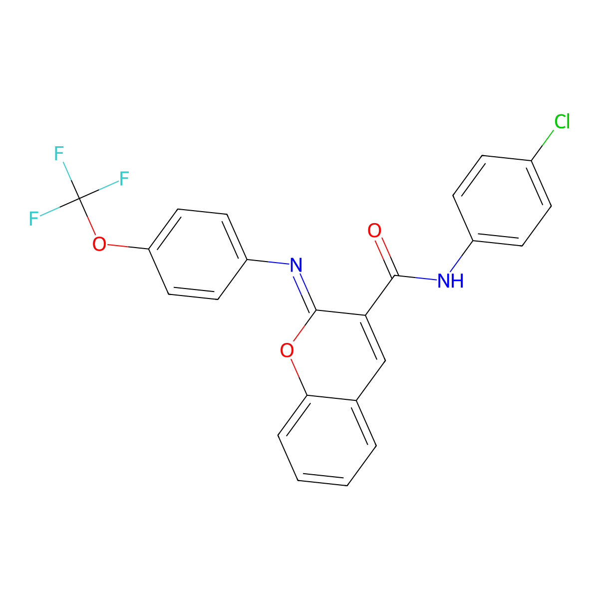 (2Z)-N-(4-chlorophenyl)-2-{[4-(trifluoromethoxy)phenyl]imino}-2H-chromene-3-carboxamide molecular structure, CAS 1327169-57-2