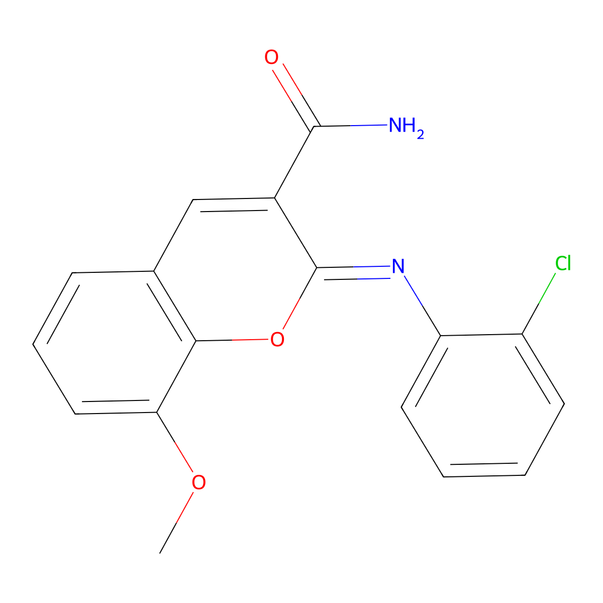 (2Z)-2-[(2-chlorophenyl)imino]-8-methoxy-2H-chromene-3-carboxamide molecular structure, CAS 1327169-61-8
