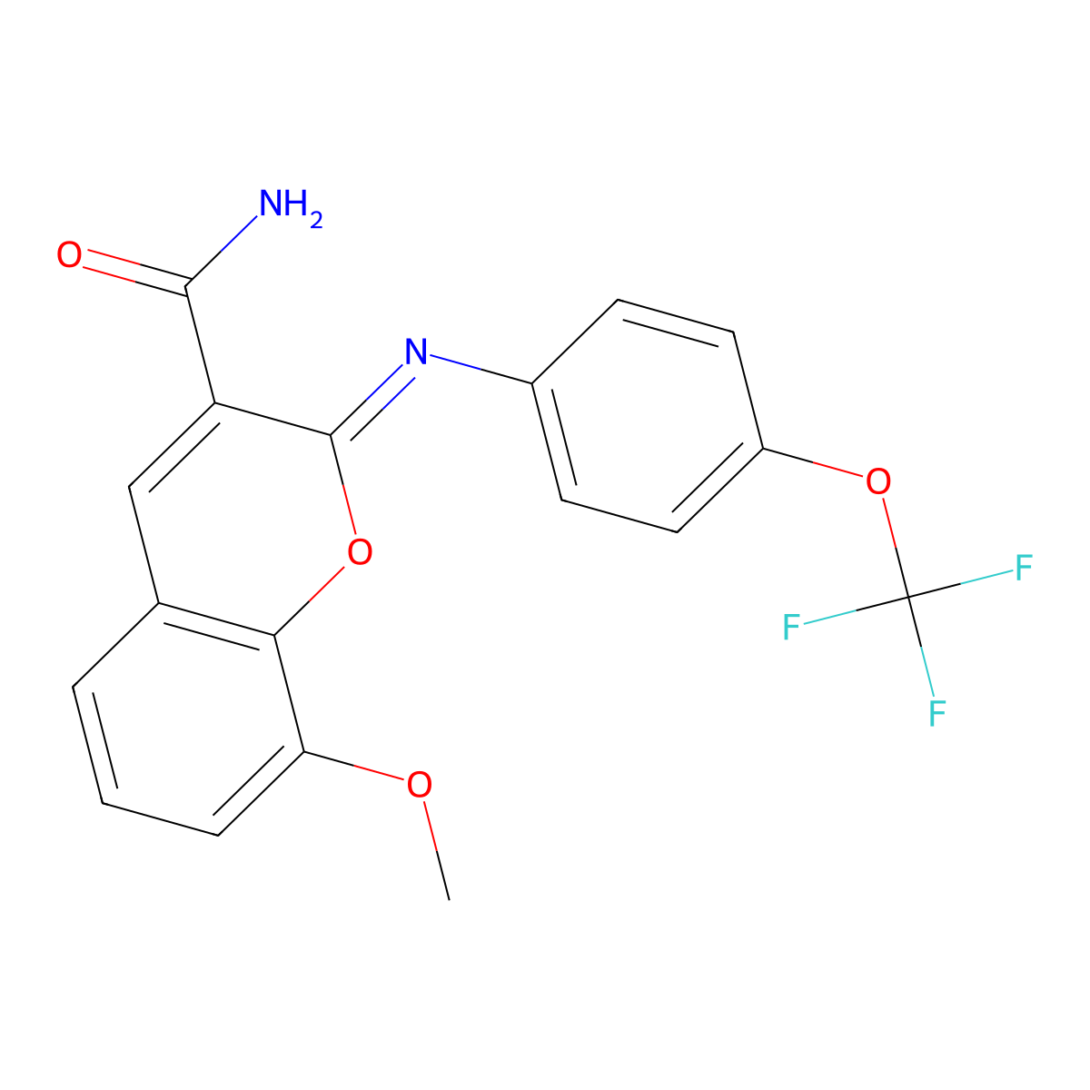 (2Z)-8-methoxy-2-{[4-(trifluoromethoxy)phenyl]imino}-2H-chromene-3-carboxamide molecular structure, CAS 1327169-77-6