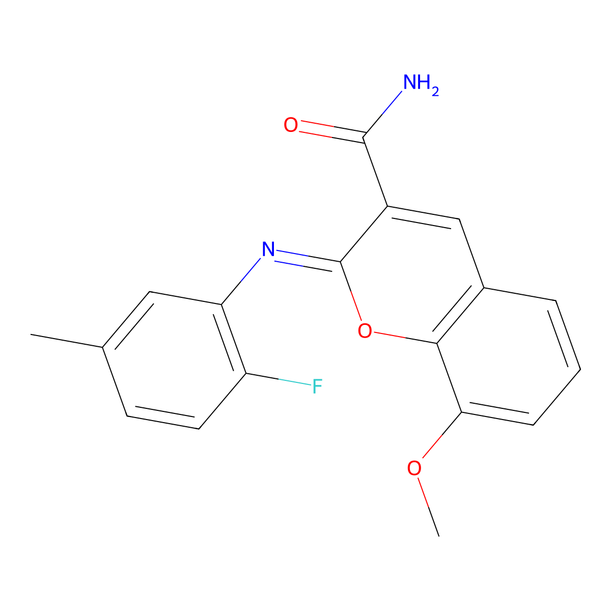 (2Z)-2-[(2-fluoro-5-methylphenyl)imino]-8-methoxy-2H-chromene-3-carboxamide molecular structure, CAS 1327169-85-6