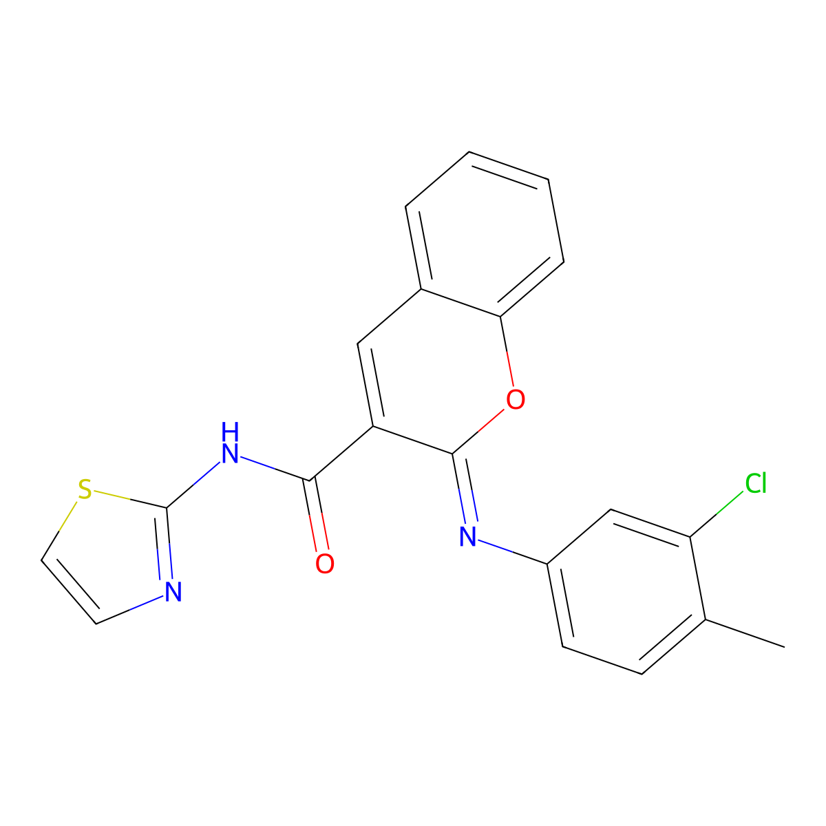 (2Z)-2-[(3-chloro-4-methylphenyl)imino]-N-(1,3-thiazol-2-yl)-2H-chromene-3-carboxamide molecular structure, CAS 1327169-98-1