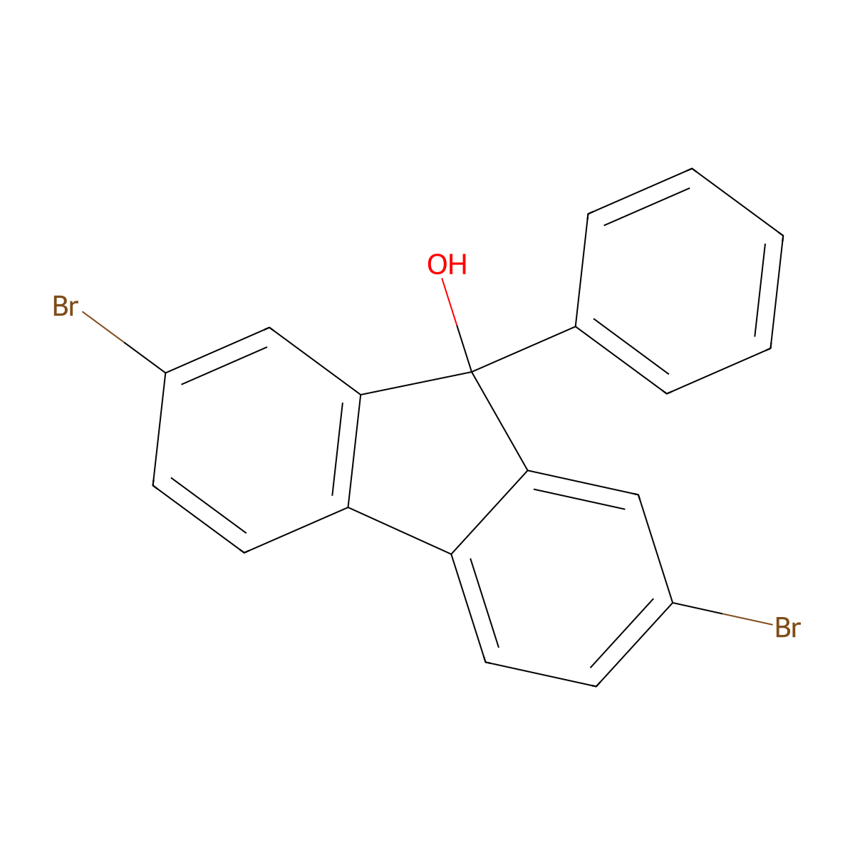 2,7-Dibromo-9-phenyl-9H-fluoren-9-ol molecular structure, CAS 132717-37-4