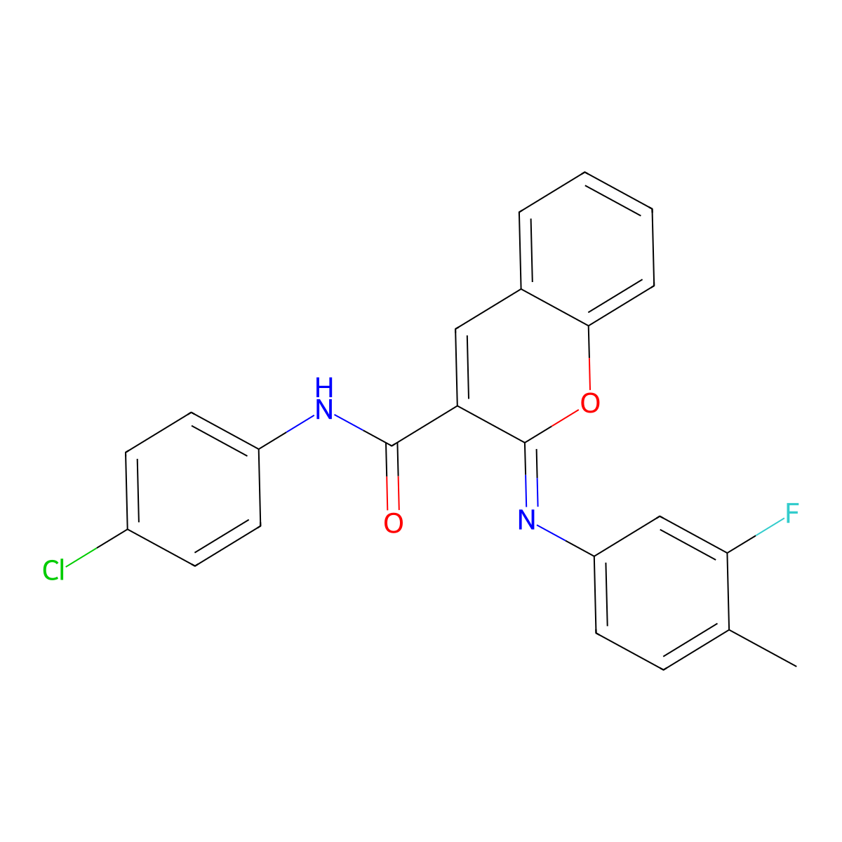 (2Z)-N-(4-chlorophenyl)-2-[(3-fluoro-4-methylphenyl)imino]-2H-chromene-3-carboxamide molecular structure, CAS 1327170-00-2