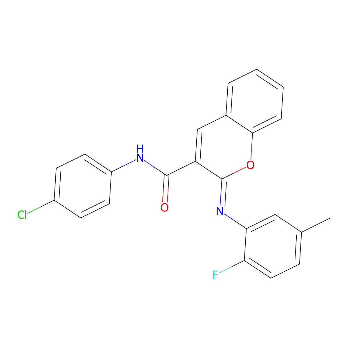 (2Z)-N-(4-chlorophenyl)-2-[(2-fluoro-5-methylphenyl)imino]-2H-chromene-3-carboxamide molecular structure, CAS 1327170-03-5