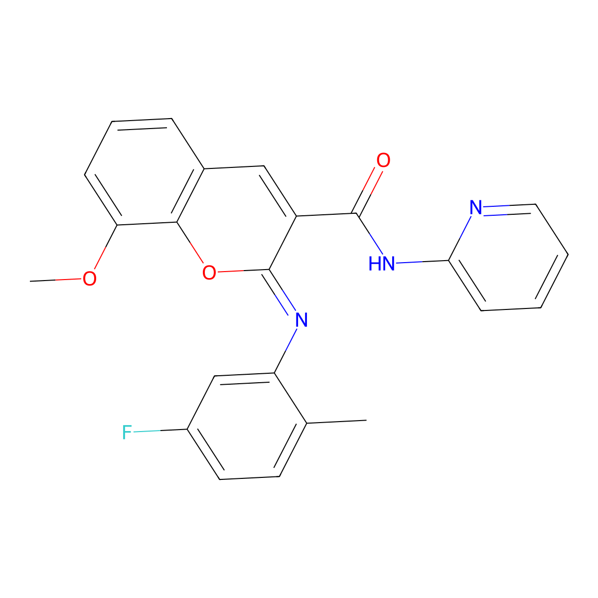 (2Z)-2-[(5-fluoro-2-methylphenyl)imino]-8-methoxy-N-(pyridin-2-yl)-2H-chromene-3-carboxamide molecular structure, CAS 1327170-37-5