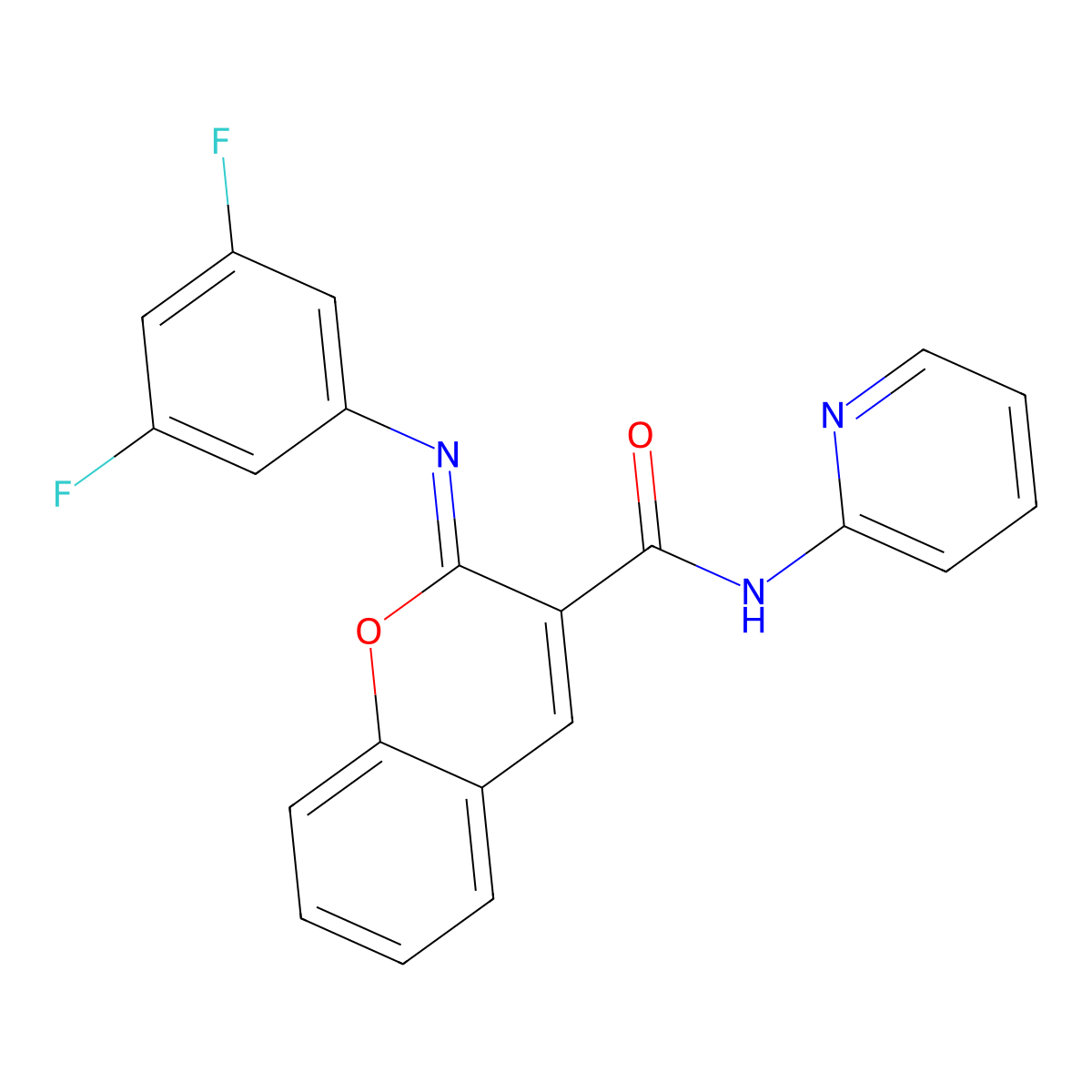 (2Z)-2-[(3,5-difluorophenyl)imino]-N-(pyridin-2-yl)-2H-chromene-3-carboxamide molecular structure, CAS 1327170-39-7
