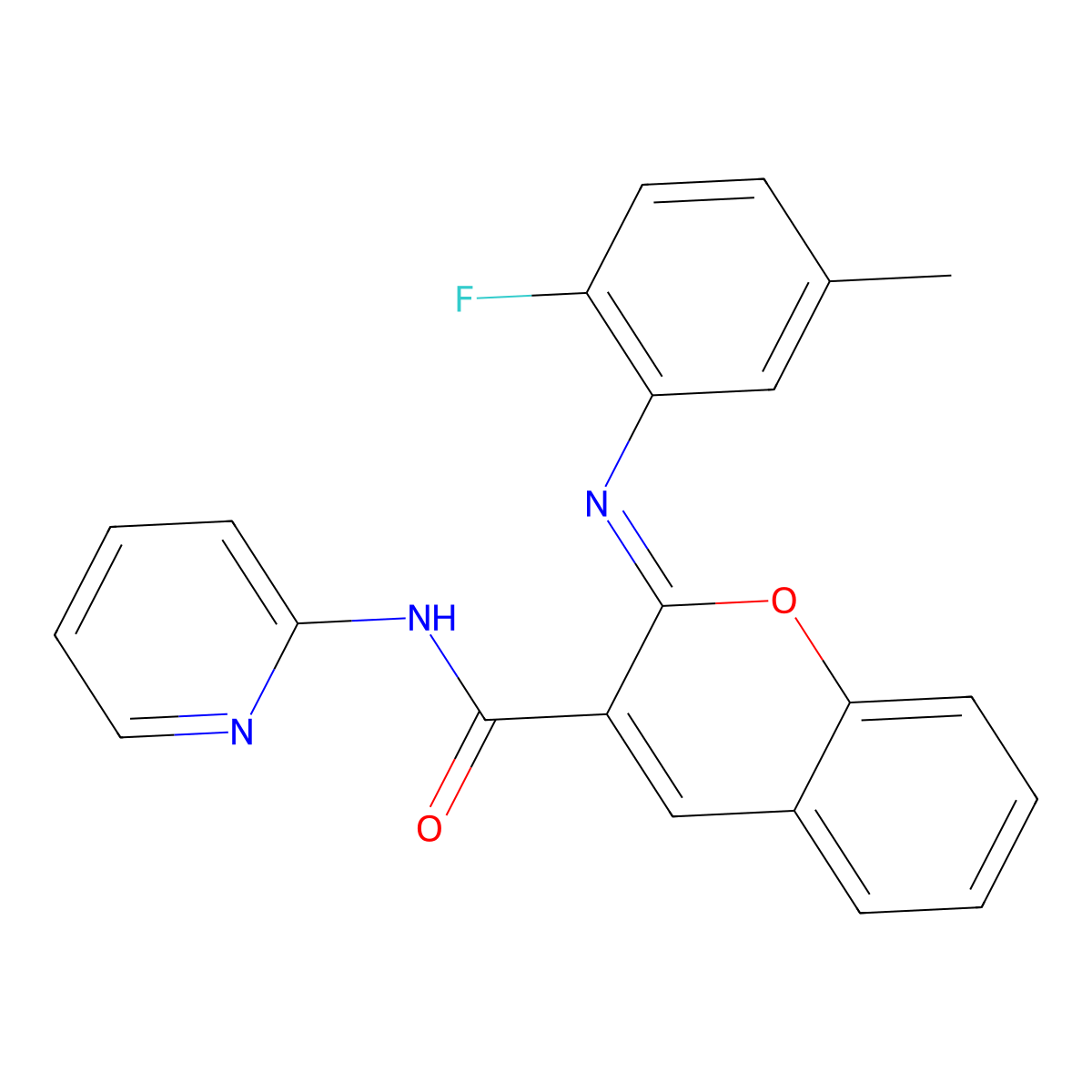 (2Z)-2-[(2-fluoro-5-methylphenyl)imino]-N-(pyridin-2-yl)-2H-chromene-3-carboxamide molecular structure, CAS 1327170-43-3
