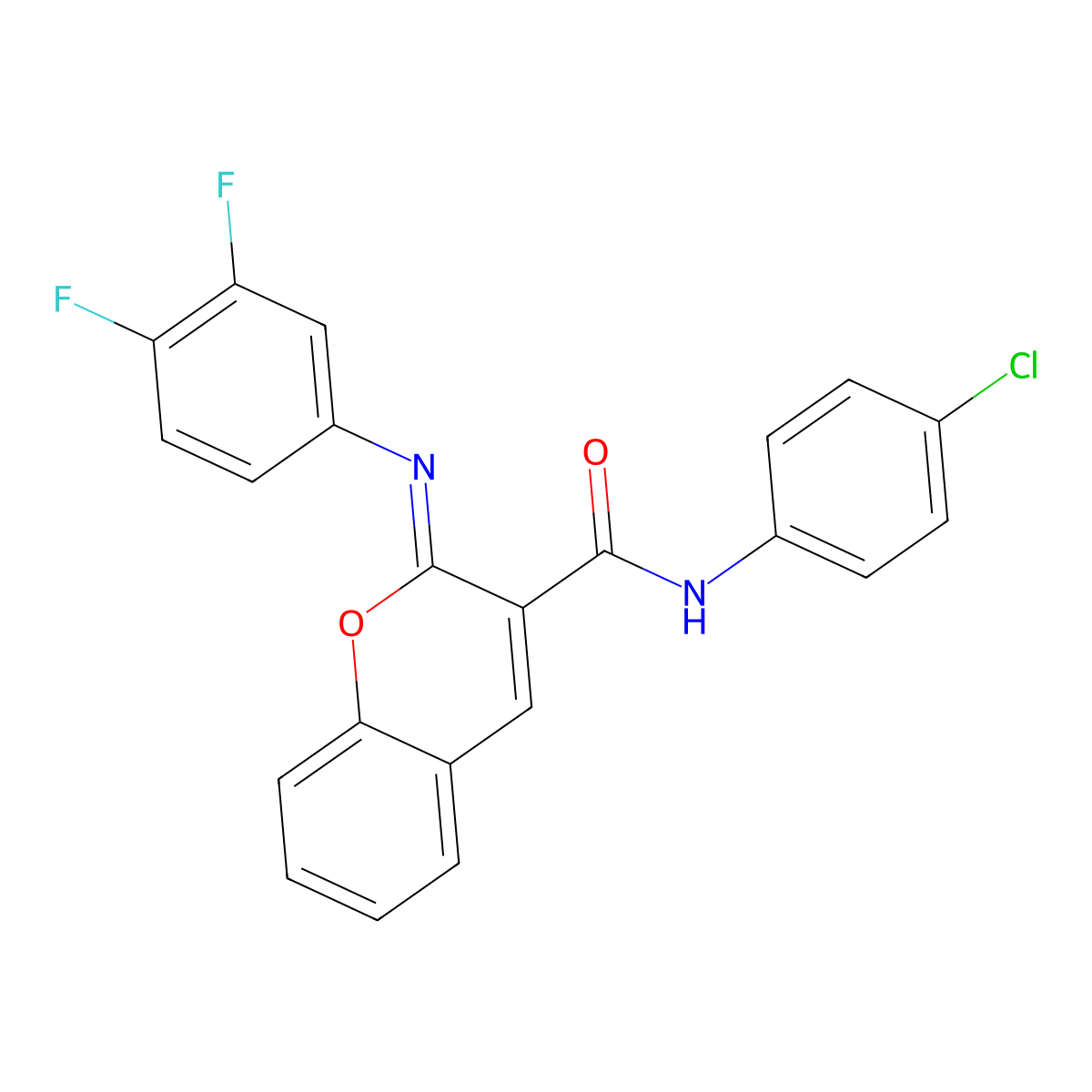 (2Z)-N-(4-chlorophenyl)-2-[(3,4-difluorophenyl)imino]-2H-chromene-3-carboxamide molecular structure, CAS 1327170-54-6