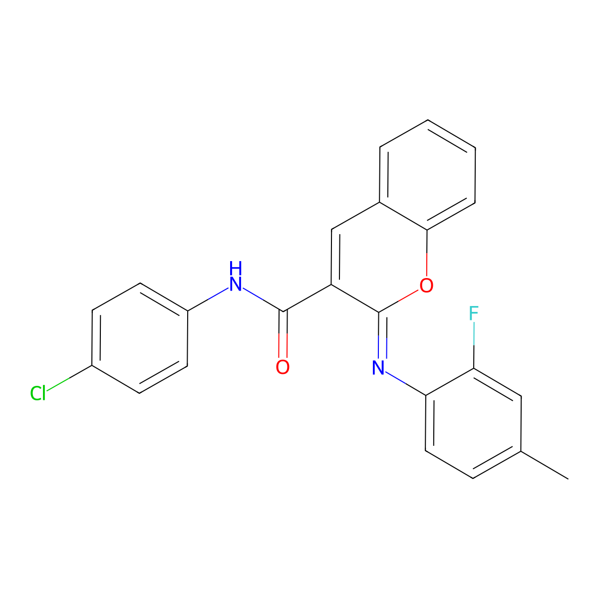 (2Z)-N-(4-chlorophenyl)-2-[(2-fluoro-4-methylphenyl)imino]-2H-chromene-3-carboxamide molecular structure, CAS 1327170-57-9