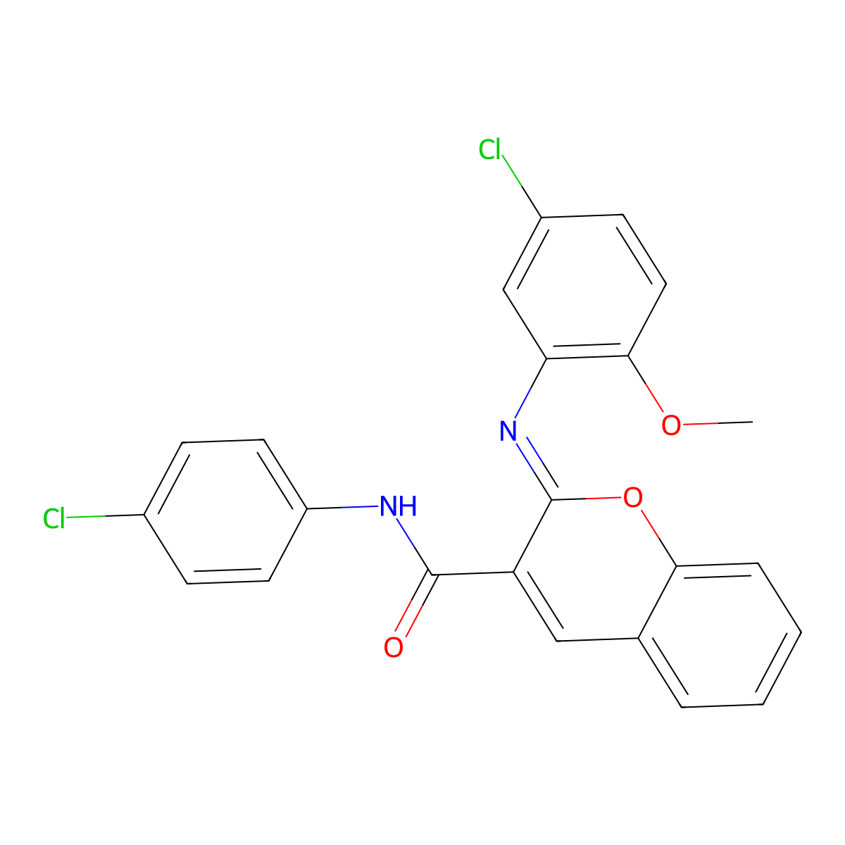 (2Z)-2-[(5-chloro-2-methoxyphenyl)imino]-N-(4-chlorophenyl)-2H-chromene-3-carboxamide molecular structure, CAS 1327170-59-1