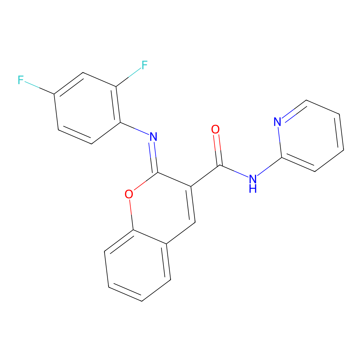 (2Z)-2-[(2,4-difluorophenyl)imino]-N-(pyridin-2-yl)-2H-chromene-3-carboxamide molecular structure, CAS 1327170-75-1