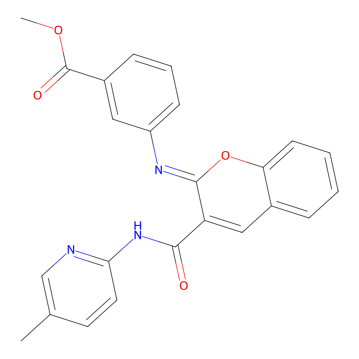 methyl 3-{[(2Z)-3-[(5-methylpyridin-2-yl)carbamoyl]-2H-chromen-2-ylidene]amino}benzoate molecular structure, CAS 1327170-78-4