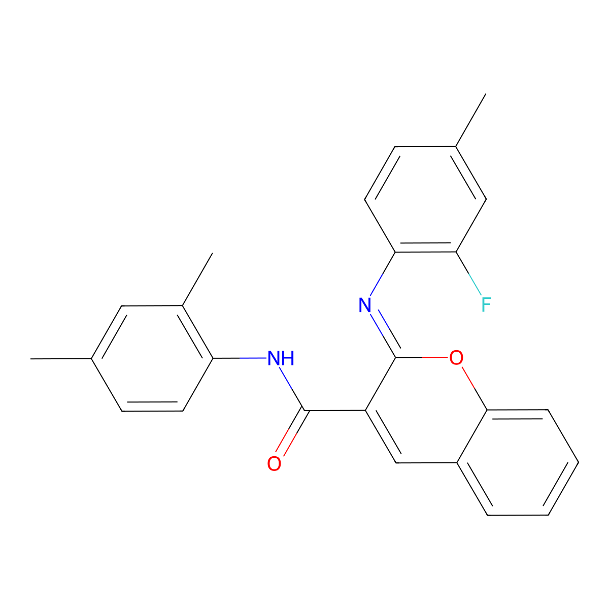 (2Z)-N-(2,4-dimethylphenyl)-2-[(2-fluoro-4-methylphenyl)imino]-2H-chromene-3-carboxamide molecular structure, CAS 1327170-97-7