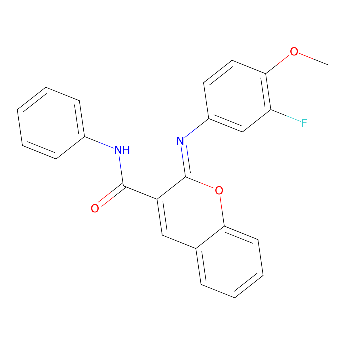 (2Z)-2-[(3-fluoro-4-methoxyphenyl)imino]-N-phenyl-2H-chromene-3-carboxamide molecular structure, CAS 1327171-00-5