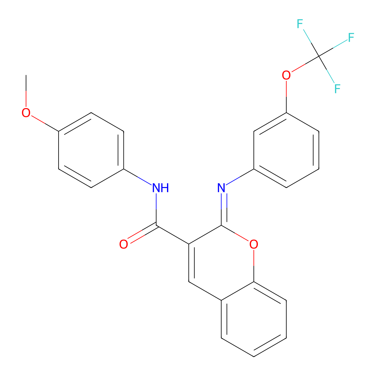 (2Z)-N-(4-methoxyphenyl)-2-{[3-(trifluoromethoxy)phenyl]imino}-2H-chromene-3-carboxamide molecular structure, CAS 1327171-05-0