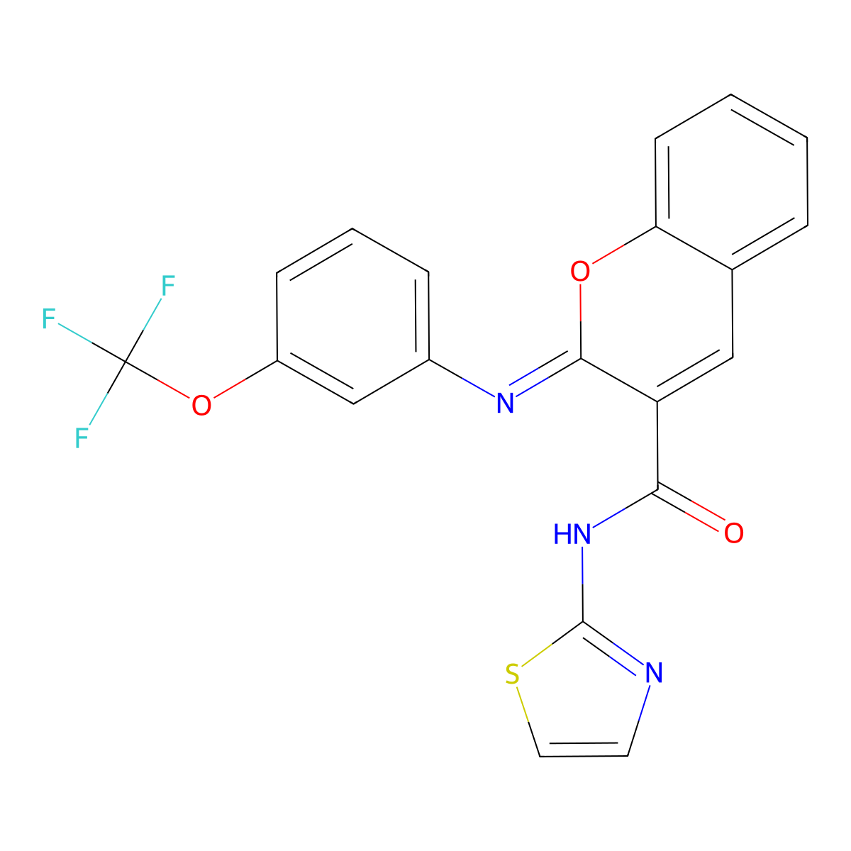 (2Z)-N-(1,3-thiazol-2-yl)-2-{[3-(trifluoromethoxy)phenyl]imino}-2H-chromene-3-carboxamide molecular structure, CAS 1327171-24-3