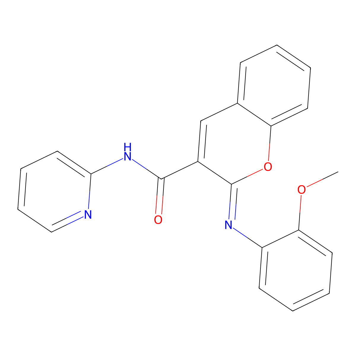 (2Z)-2-[(2-methoxyphenyl)imino]-N-(pyridin-2-yl)-2H-chromene-3-carboxamide molecular structure, CAS 1327171-31-2