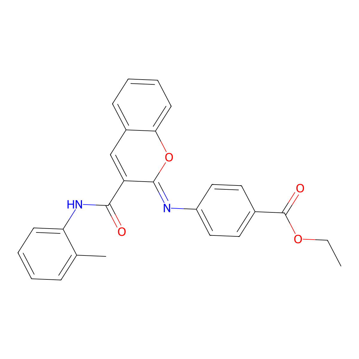 ethyl 4-{[(2Z)-3-[(2-methylphenyl)carbamoyl]-2H-chromen-2-ylidene]amino}benzoate molecular structure, CAS 1327171-41-4