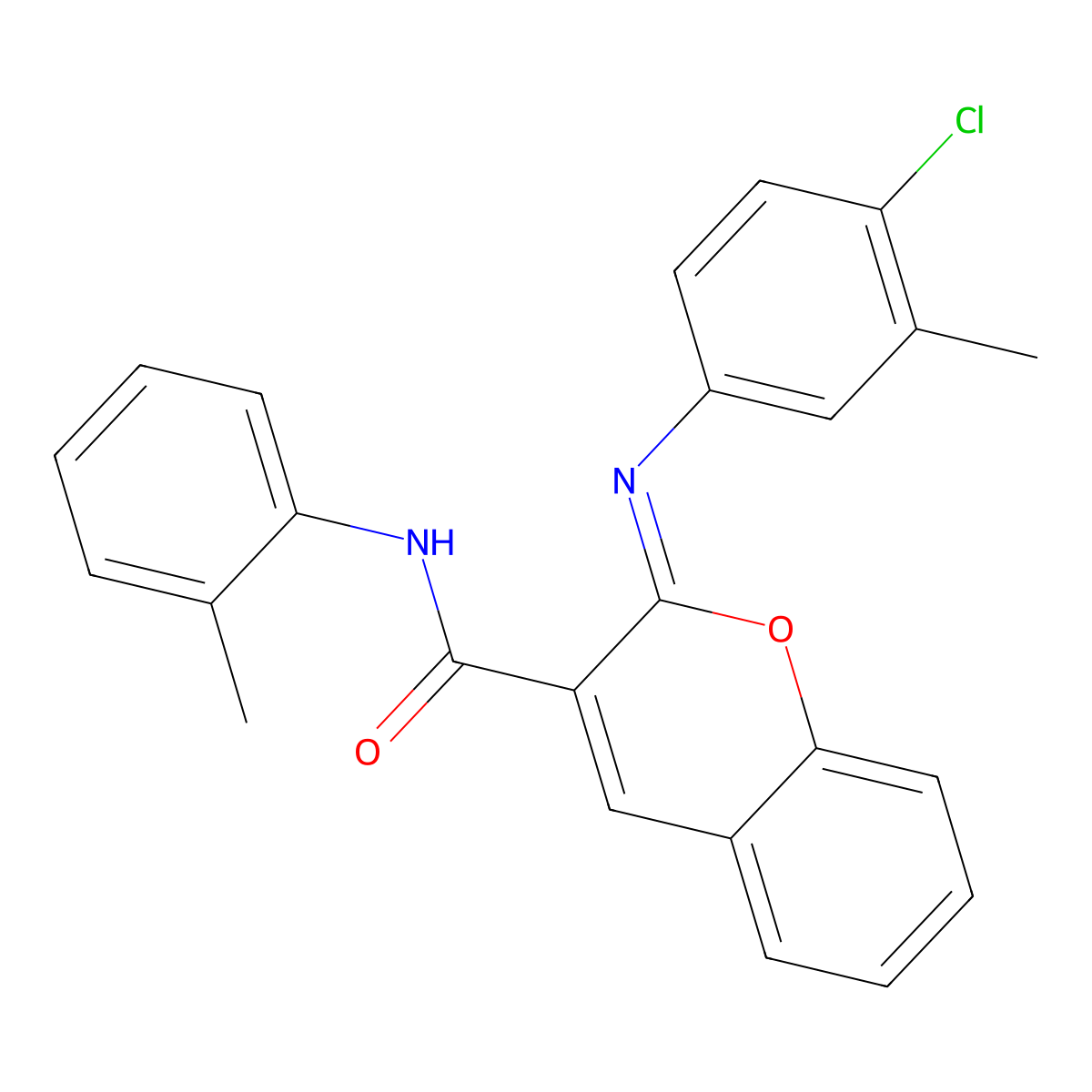 (2Z)-2-[(4-chloro-3-methylphenyl)imino]-N-(2-methylphenyl)-2H-chromene-3-carboxamide molecular structure, CAS 1327171-48-1