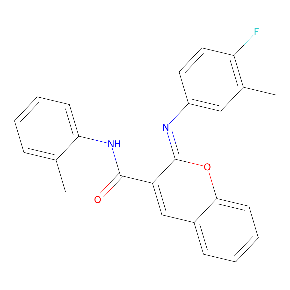 (2Z)-2-[(4-fluoro-3-methylphenyl)imino]-N-(2-methylphenyl)-2H-chromene-3-carboxamide molecular structure, CAS 1327171-51-6