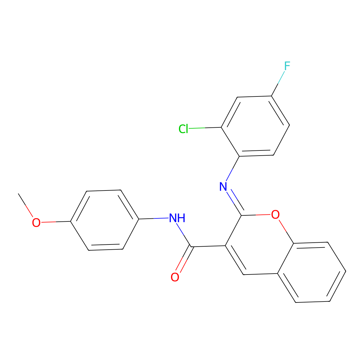 (2Z)-2-[(2-chloro-4-fluorophenyl)imino]-N-(4-methoxyphenyl)-2H-chromene-3-carboxamide molecular structure, CAS 1327171-59-4