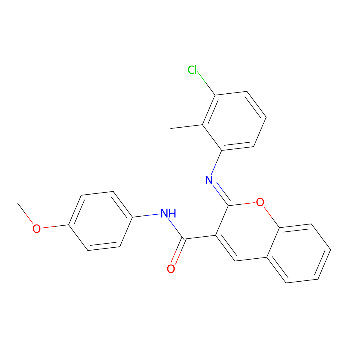(2Z)-2-[(3-chloro-2-methylphenyl)imino]-N-(4-methoxyphenyl)-2H-chromene-3-carboxamide molecular structure, CAS 1327171-64-1