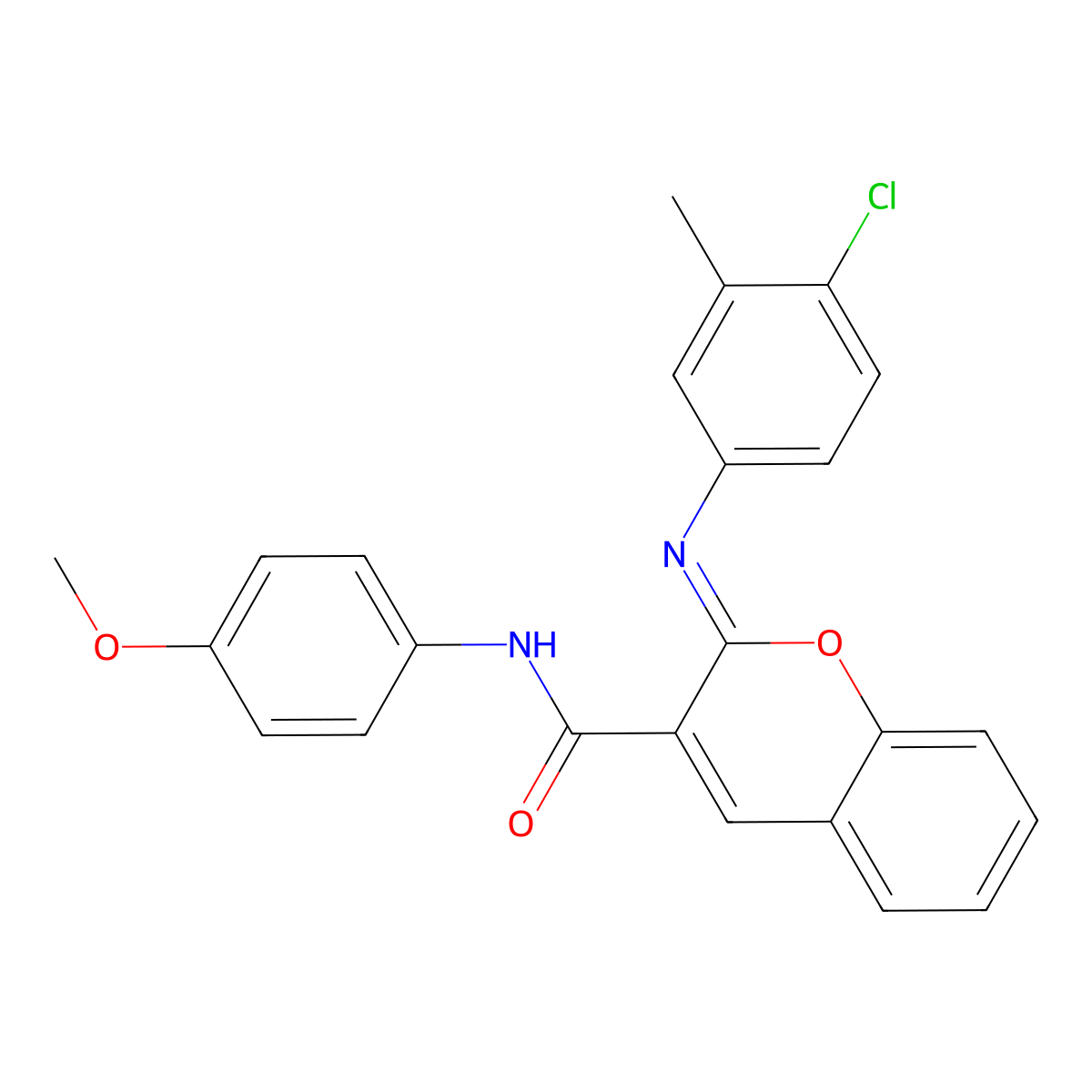 (2Z)-2-[(4-chloro-3-methylphenyl)imino]-N-(4-methoxyphenyl)-2H-chromene-3-carboxamide molecular structure, CAS 1327171-68-5