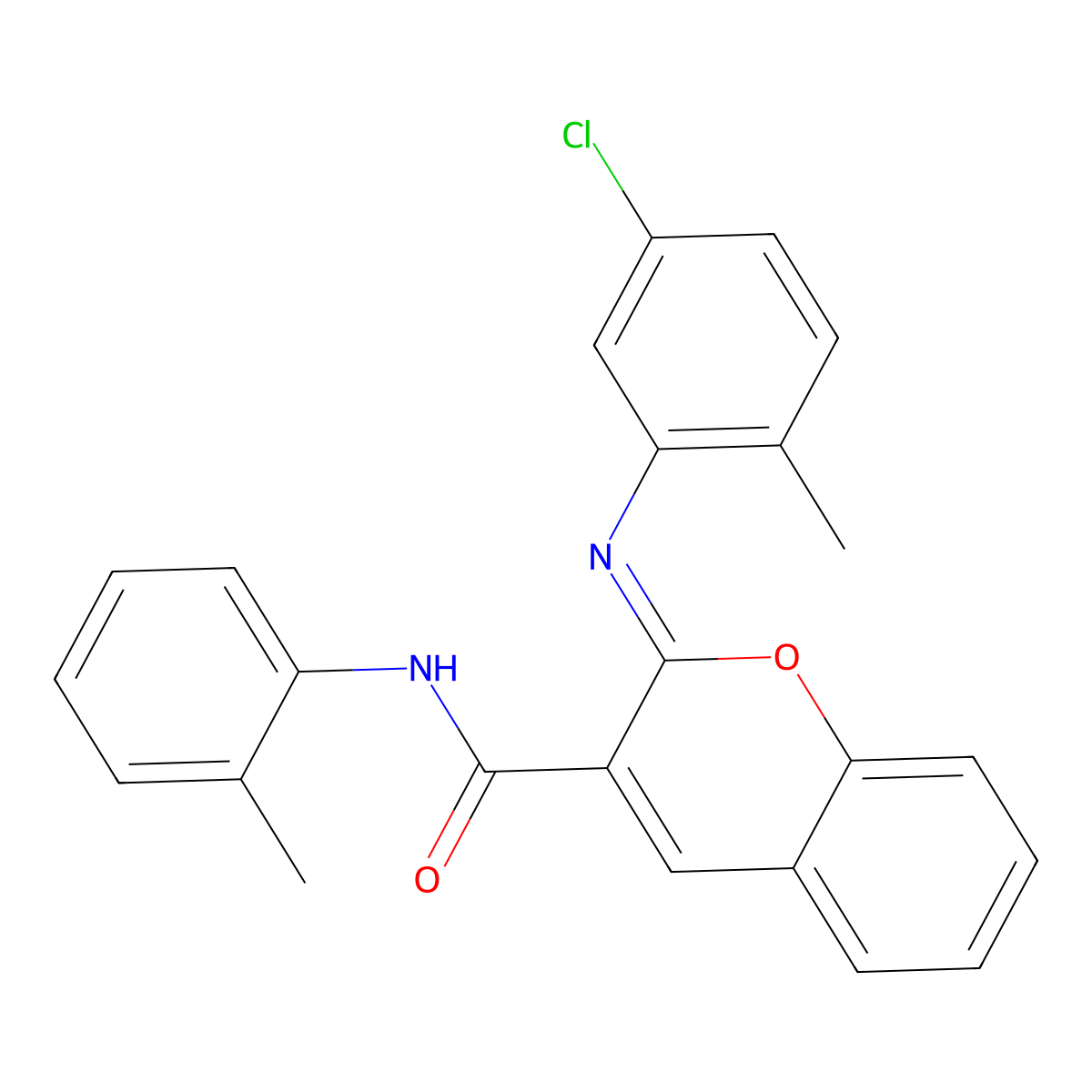 (2Z)-2-[(5-chloro-2-methylphenyl)imino]-N-(2-methylphenyl)-2H-chromene-3-carboxamide molecular structure, CAS 1327171-69-6