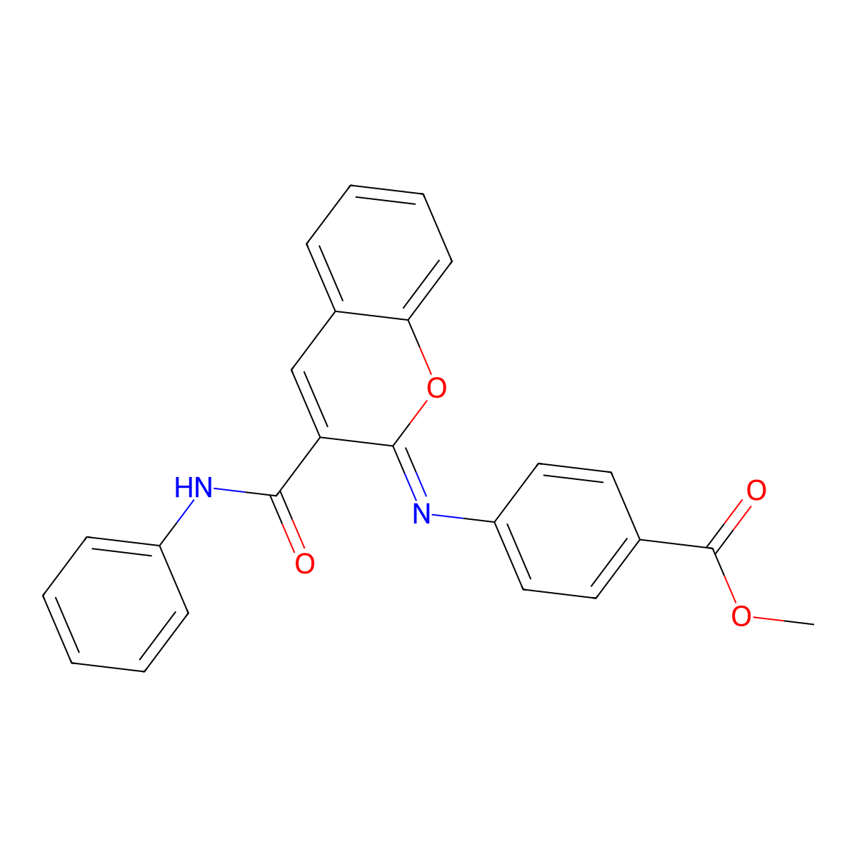 methyl 4-{[(2Z)-3-(phenylcarbamoyl)-2H-chromen-2-ylidene]amino}benzoate molecular structure, CAS 1327171-72-1