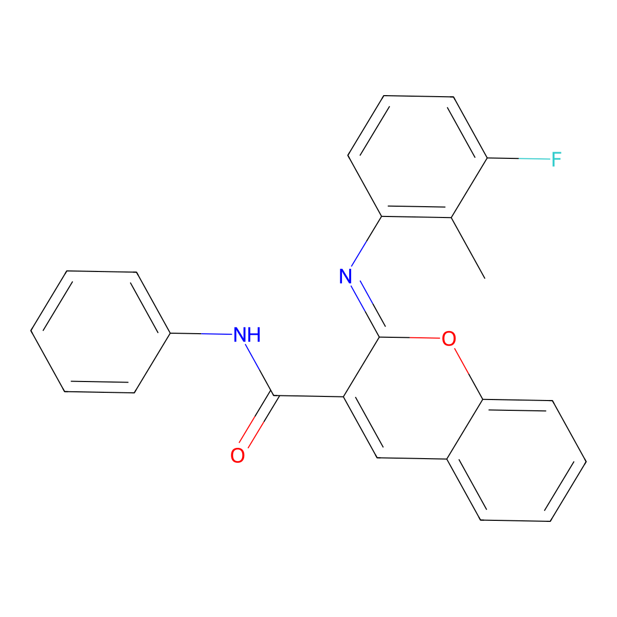 (2Z)-2-[(3-fluoro-2-methylphenyl)imino]-N-phenyl-2H-chromene-3-carboxamide molecular structure, CAS 1327171-73-2
