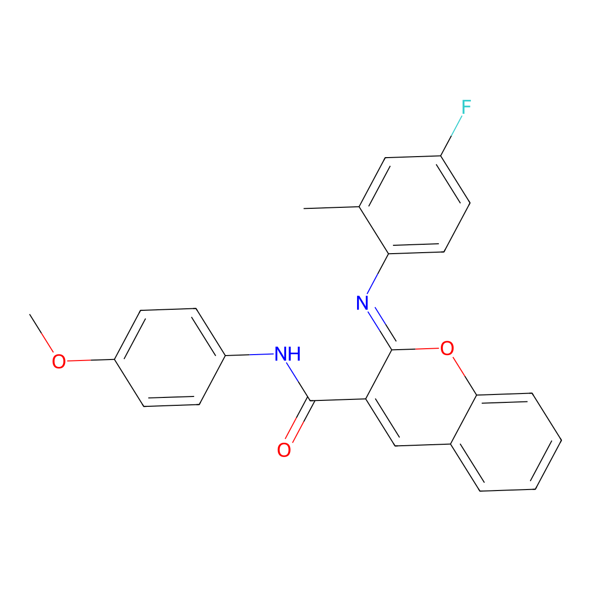 (2Z)-2-[(4-fluoro-2-methylphenyl)imino]-N-(4-methoxyphenyl)-2H-chromene-3-carboxamide molecular structure, CAS 1327171-85-6