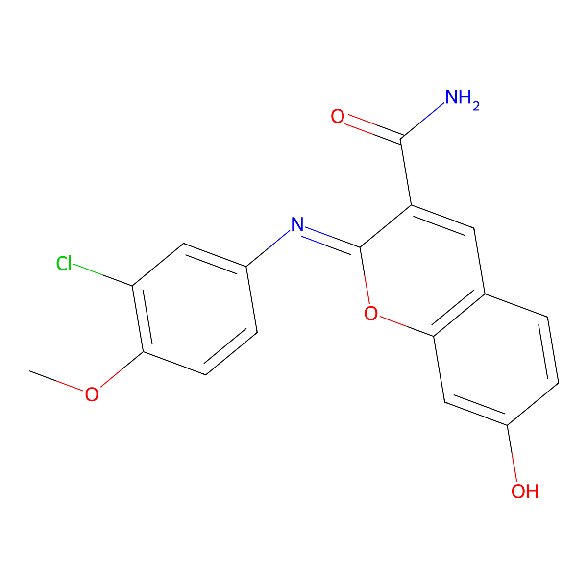 (2Z)-2-[(3-chloro-4-methoxyphenyl)imino]-7-hydroxy-2H-chromene-3-carboxamide molecular structure, CAS 1327171-97-0