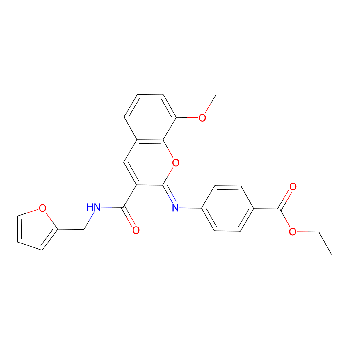 ethyl 4-({(2Z)-3-[(furan-2-ylmethyl)carbamoyl]-8-methoxy-2H-chromen-2-ylidene}amino)benzoate molecular structure, CAS 1327172-34-8