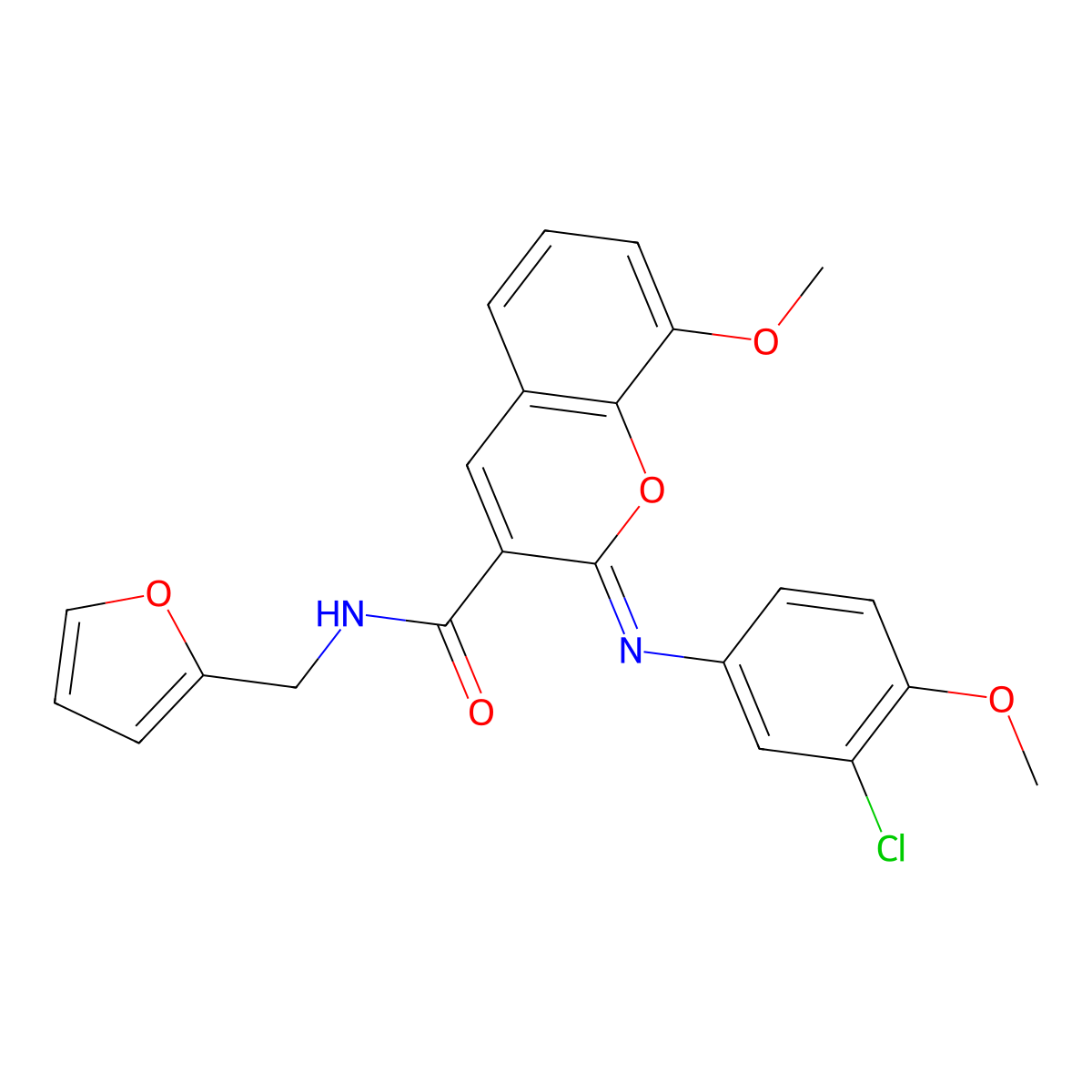 (2Z)-2-[(3-chloro-4-methoxyphenyl)imino]-N-(furan-2-ylmethyl)-8-methoxy-2H-chromene-3-carboxamide molecular structure, CAS 1327172-38-2