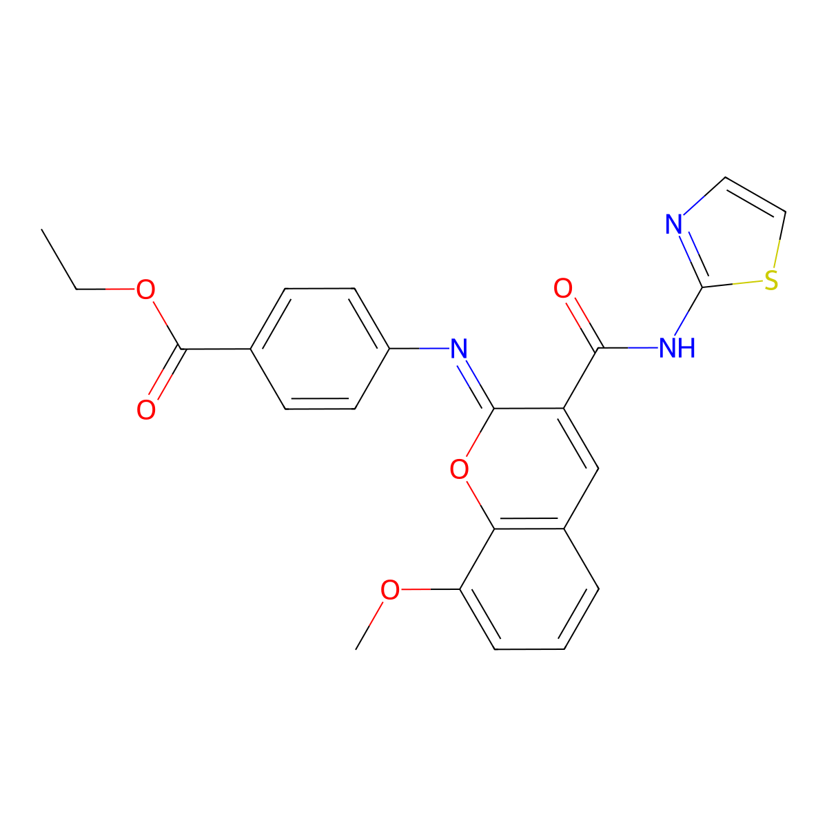 ethyl 4-{[(2Z)-8-methoxy-3-(1,3-thiazol-2-ylcarbamoyl)-2H-chromen-2-ylidene]amino}benzoate molecular structure, CAS 1327172-61-1
