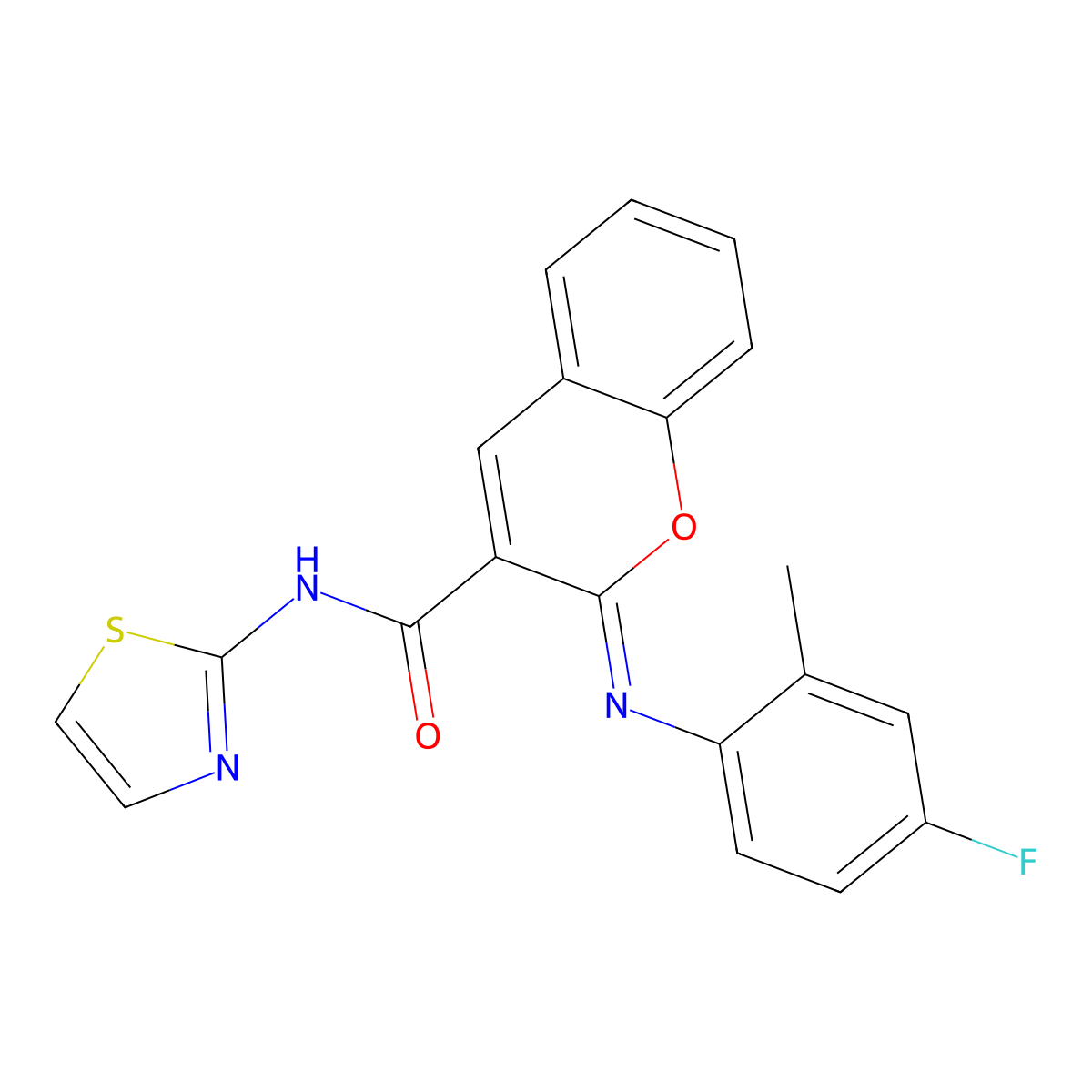 (2Z)-2-[(4-fluoro-2-methylphenyl)imino]-N-(1,3-thiazol-2-yl)-2H-chromene-3-carboxamide molecular structure, CAS 1327172-65-5