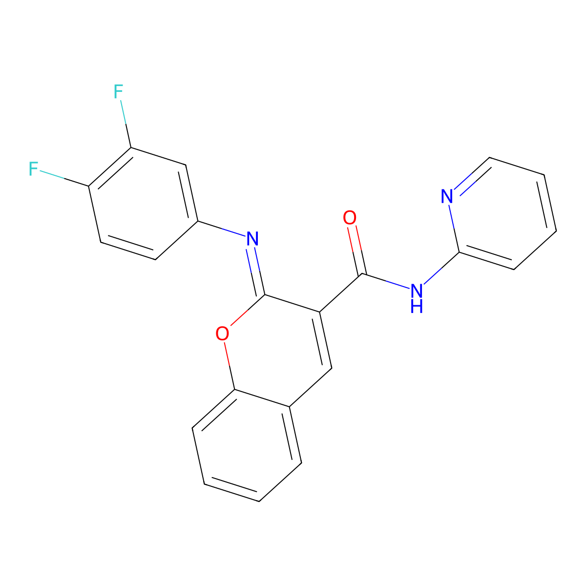 (2Z)-2-[(3,4-difluorophenyl)imino]-N-(pyridin-2-yl)-2H-chromene-3-carboxamide molecular structure, CAS 1327172-68-8